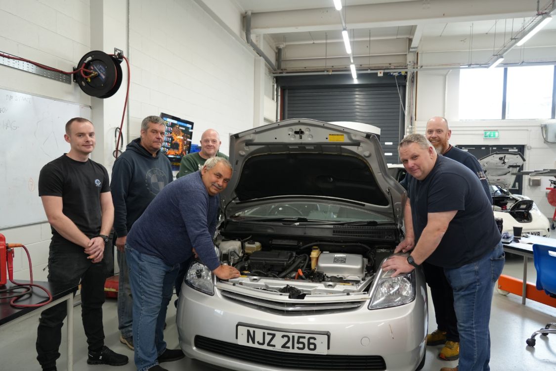 Mairtin Lavery, Belfast One Stop; Brian Drysdale, Drysdale Motors (Comber); Gary Wilson, Sea Coast Vehicle Service (Limavady) Ian Doherty, Marlo Motors(Bangor) with Training & Innovation Consultants (Motor Vehicle)  Alan Kerr and Paul Churchman.